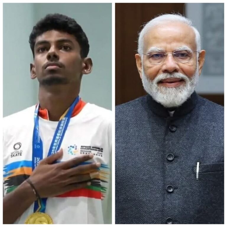ಐತಿಹಾಸಿಕ ಸ್ಕೇಟಿಂಗ್ ವಿಶ್ವ ಪ್ರಶಸ್ತಿ ಗೆದ್ದ ಆನಂದಕುಮಾರ್ ವೇಲ್ಕುಮಾರ್ : ಪ್ರಧಾನಿ ಮೋದಿ ಅಭಿನಂದನೆ.