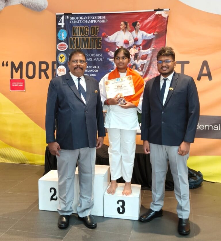 ಅಂತರರಾಷ್ಟ್ರೀಯ ಕರಾಟೆ ಸ್ಪರ್ಧೆಯಲ್ಲಿ ವೇದಿಕಾ ಎಸ್.ದಾಸ್ ಇವರಿಗೆ ಬೆಳ್ಳಿ ಹಾಗೂ ಕಂಚಿನ ಪದಕಗಳ ಜಯ